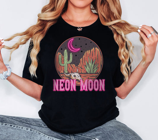 Neon Moon Tshirt, Cactus shirt, Desert Cactus Shirt, Hiking Shirt, Country Music Lover,  Music Lover Gift, Country Song Shirt, Unisex Tshirt
