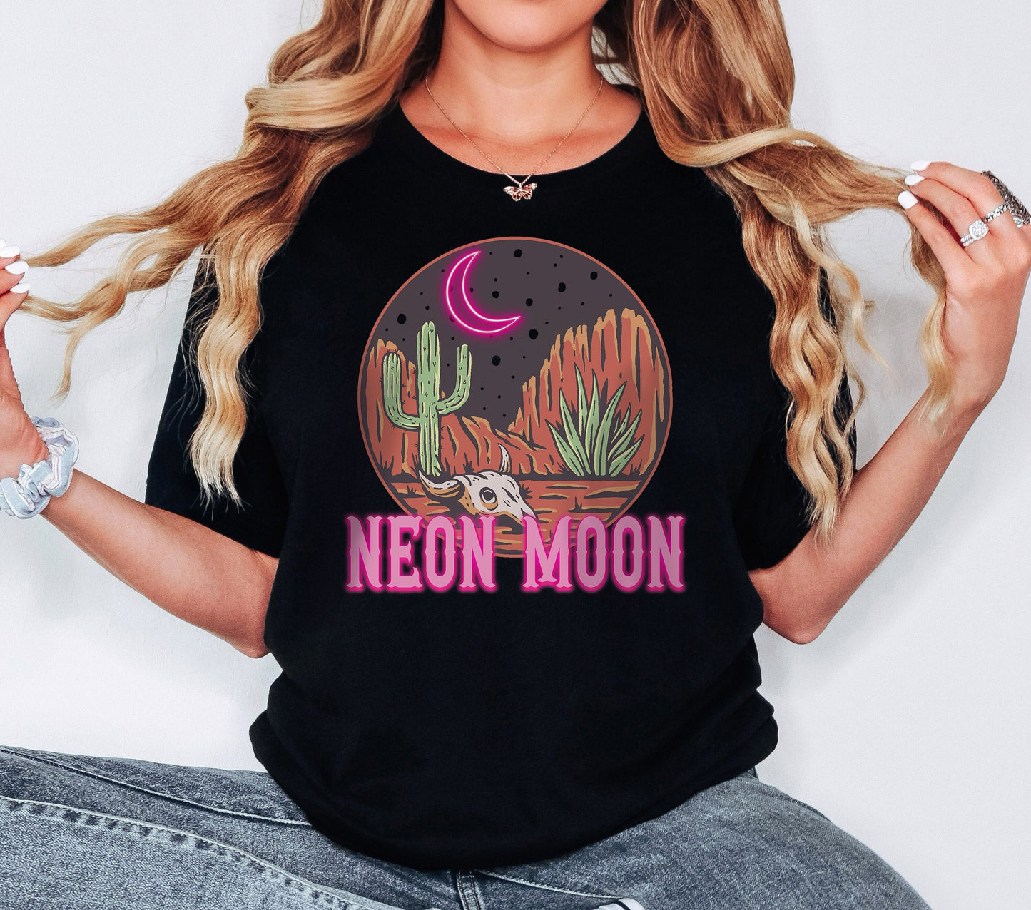 Neon Moon Tshirt, Cactus shirt, Desert Cactus Shirt, Hiking Shirt, Country Music Lover,  Music Lover Gift, Country Song Shirt, Unisex Tshirt