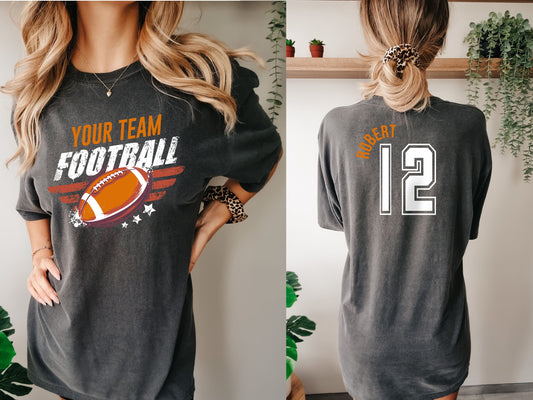 Custom Football  Tshirt,Game Day Shirt, Football Team Shirt, Custom Shirt, Football Gifts, Custom Gifts,Personalized Gifts,Football Shirt