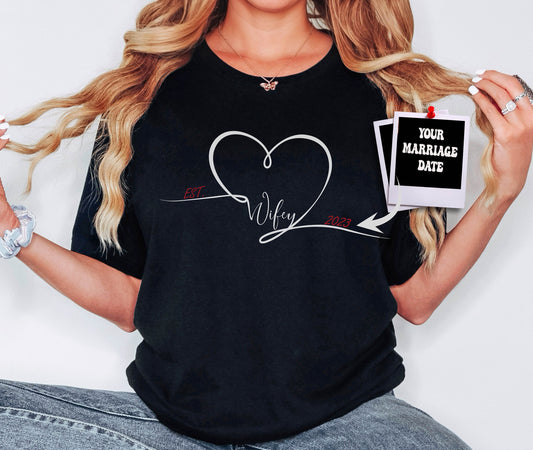 Custom Wifey Tshirt, Wedding Shirt, Anniversary Tee, Gift From Husband, Personalized Gifts, Bridal Shower Gift, Bride Shirt, Custom Gift