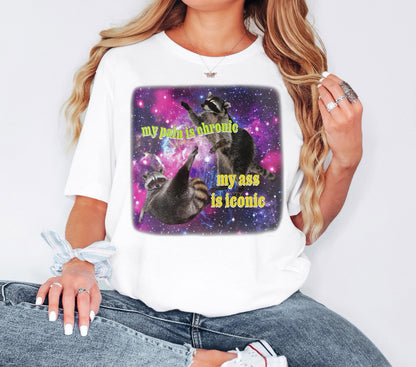 My Pain Is Chronic but My Ass Is Iconic Tshirt - Iconic Opossums Lover T-shirt - Chronic Pain, Memorable Ass