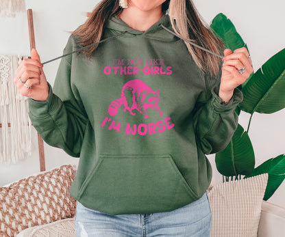 I'm Not Like Other Girls I'm Worse Sweatshirt,Raccoon Sweatshirt,Weird Sweatshirt, Meme Hoodie, Trash Panda Sweatshirt,Funny Meme Sweatshirt