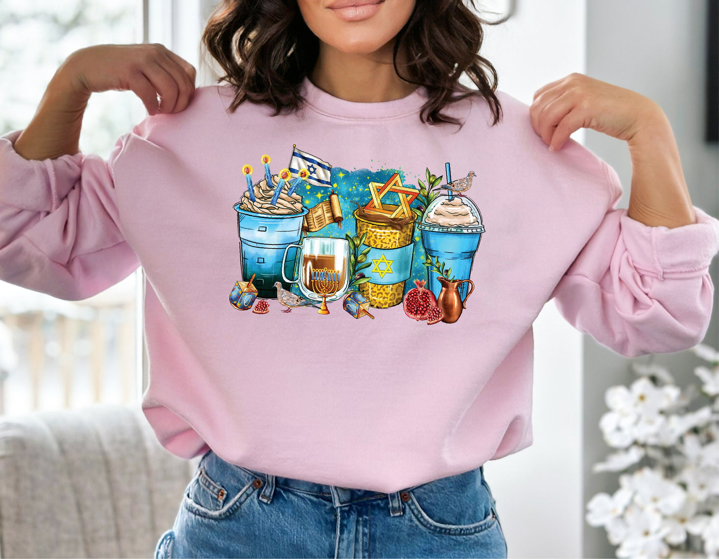 Hannukah Coffee Sweatshirt, Jewish Hoodie, Hannukah Sweatshirt, Hannukah Gift, Jewish Gift, Happy Hanukkah Sweatshirt, Jewish Sweatshirt