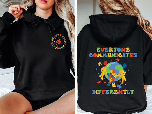 Everyone Communicates Differently Sweatshirt, Behavior Analyst Hoodie,Special Education Teacher,Sped Teacher Sweatshirt,Inclusion Sweatshirt
