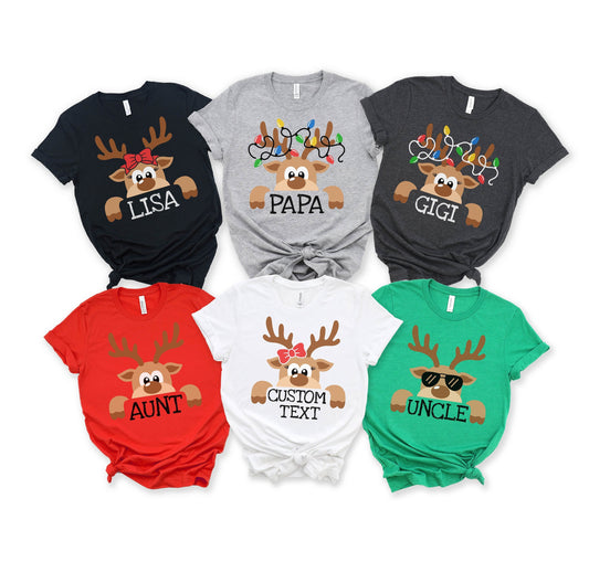 Custom Christmas Reindeer Tshirt, Custom Shirt,  Christmas Shirt, Christmas Family Shirt, Personalized Gifts, Christmas Gifts, Gift for Her