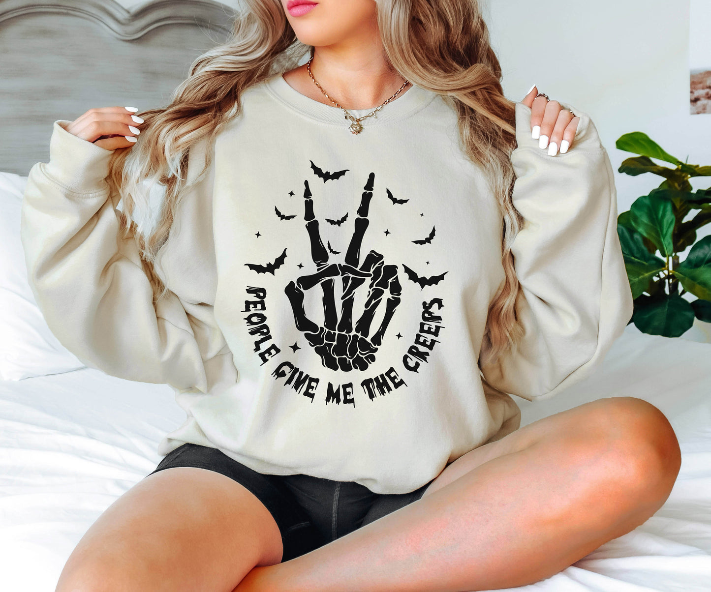People Give Me The Creeps Sweatshirt, Skeleton Hand Hoodie, Halloween Sweatshirt, Halloween Gifts, Skeleton Sweatshirt, Halloween Gift