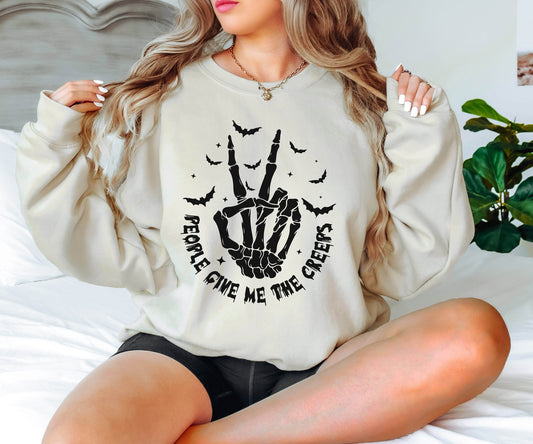 People Give Me The Creeps Sweatshirt, Skeleton Hand Hoodie, Halloween Sweatshirt, Halloween Gifts, Skeleton Sweatshirt, Halloween Gift