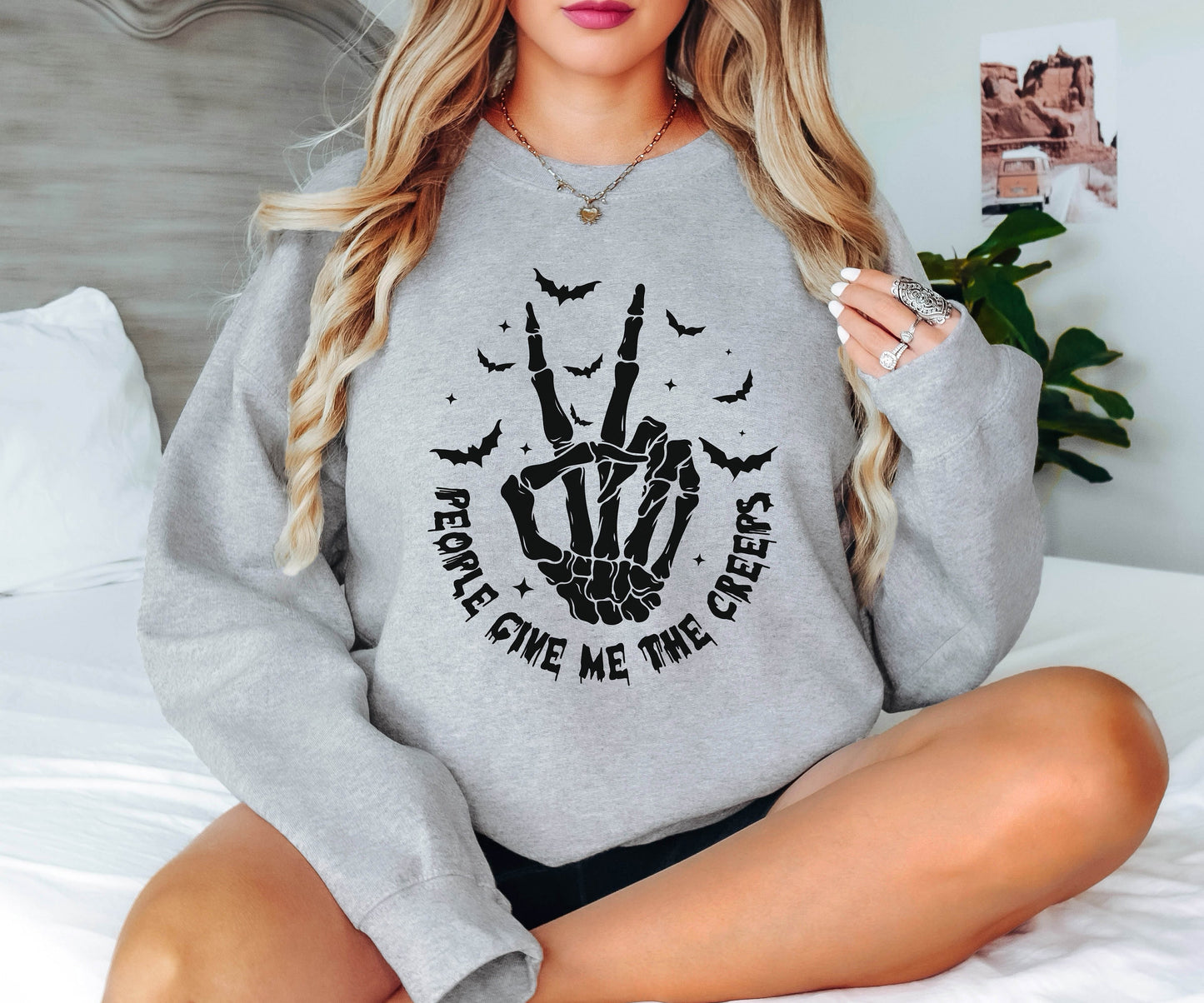 People Give Me The Creeps Sweatshirt, Skeleton Hand Hoodie, Halloween Sweatshirt, Halloween Gifts, Skeleton Sweatshirt, Halloween Gift