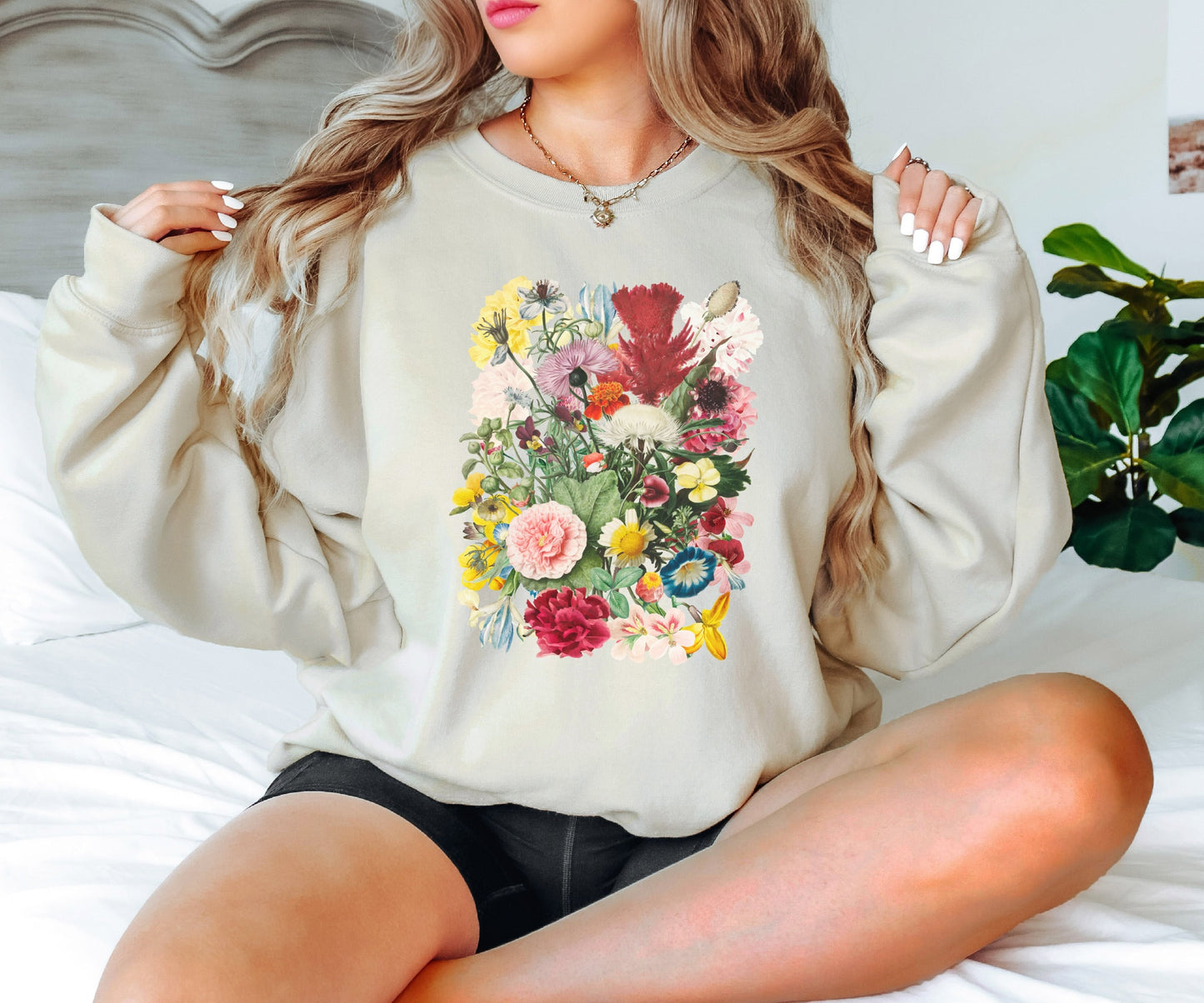 Flower Pattern Sweatshirt, Flower Sweatshirt,Flower Girl Gift,Pressed Flower Hoodie,Wild Flowers Sweatshirt, Flower Sympathy Gift