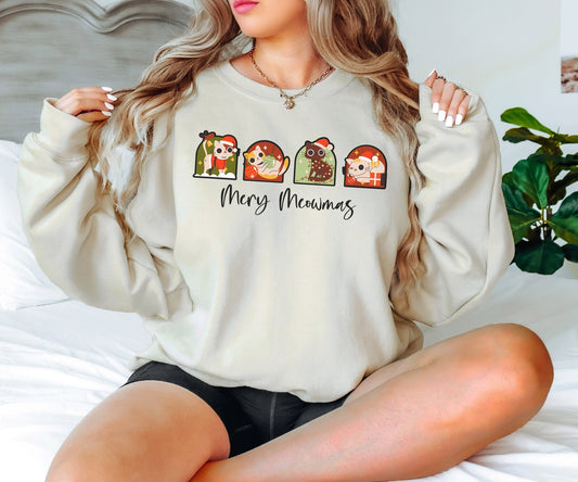 Merry Christmas Sweatshirt, Happy Cat Year Hoodie, Cat Sweatshirt, Christmas Gifts, Cat Lover Gift, Cat Mom Gift, Christmas Sweatshirt