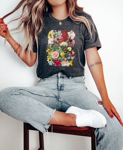 Flower Pattern Tshirt, Flower Shirt Women,Flower Sympathy Gift,Flower Shirt,Flower Girl Gift,Pressed Flower Shirt,Wild Flowers Shirt