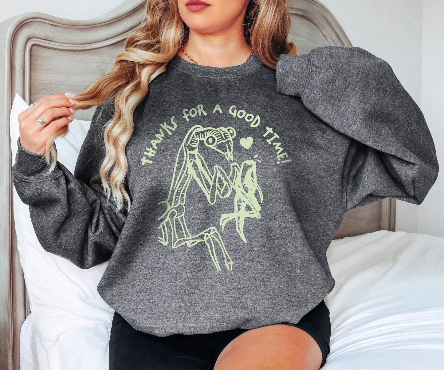 Thanks for a Good Time Sweatshirt,Praying Mantis Sweatshirt,Silly Saying Hoodie,Funny Weird Sweatshirt, Insect Sweatshirt, Dark Humor Hoodie