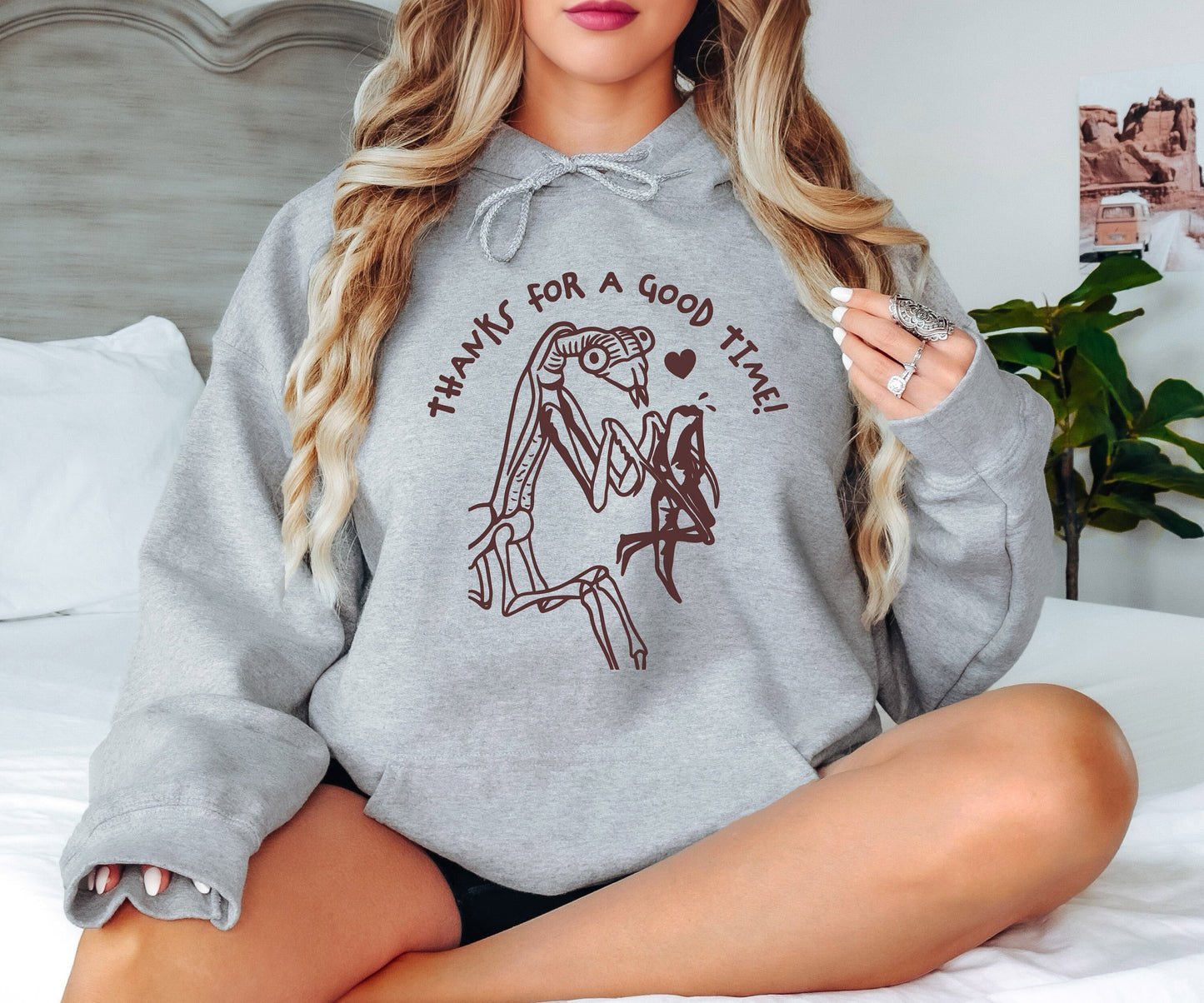 Thanks for a Good Time Sweatshirt,Praying Mantis Sweatshirt,Silly Saying Hoodie,Funny Weird Sweatshirt, Insect Sweatshirt, Dark Humor Hoodie