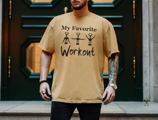 My Favorite Workout Tshirt, Wine Tasting Shirts, Matching Gym Shirt,Fitness Shirt,Wine Lover Shirt, Funny Wine Shirt,Workout Corkscrew Shirt