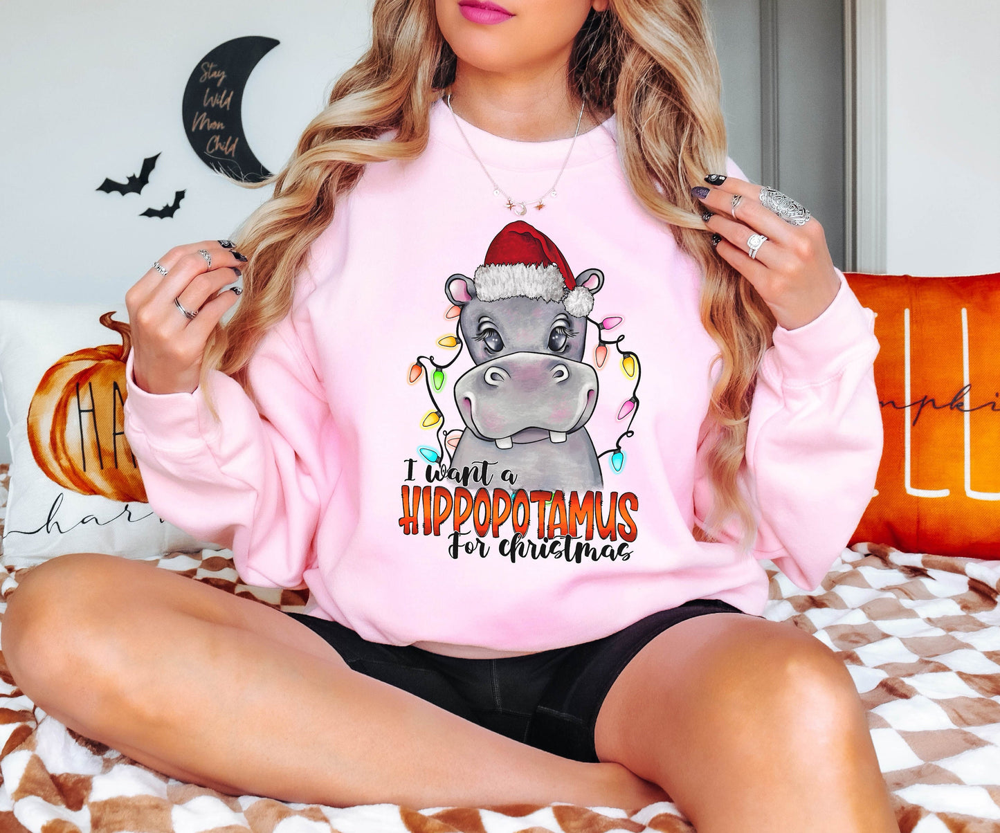 I Want a Hippopotamus Sweatshirt, Christmas Sweatshirt, Christmas Hippo Hoodie, Christmas Gifts, Hippo Sweatshirt, Happy Christmas Hoodie