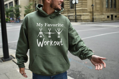 My Favorite Workout Sweatshirt, Wine Tasting Hoodie, Matching Gym Hoodie, Fitness Sweatshirt, Wine Lover Gift, Workout Corkscrew Sweatshirt