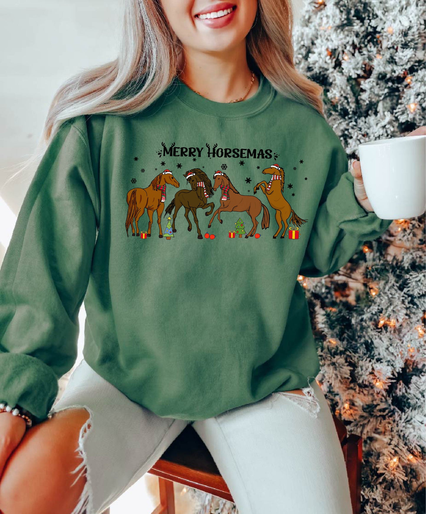 Merry Horsemas Sweatshirt, Christmas Sweatshirt, Horse Sweatshirt, Christmas Gifts, Western Sweatshirt, Funny Christmas Hoodie, Giftf or Her