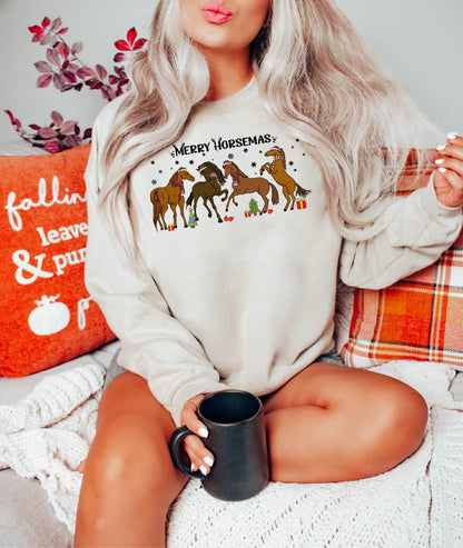 Merry Horsemas Sweatshirt, Christmas Sweatshirt, Horse Sweatshirt, Christmas Gifts, Western Sweatshirt, Funny Christmas Hoodie, Giftf or Her