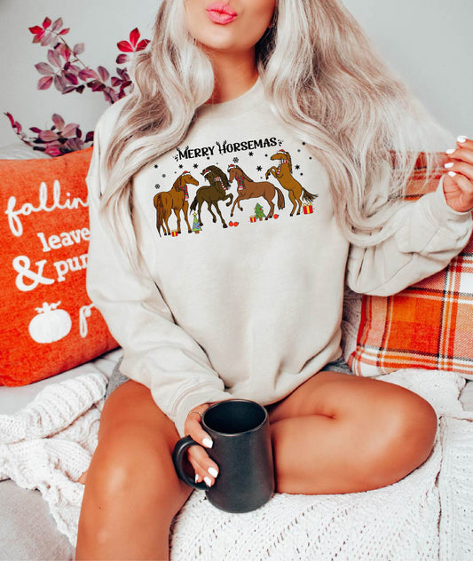 Merry Horsemas Sweatshirt, Christmas Sweatshirt, Horse Sweatshirt, Christmas Gifts, Western Sweatshirt, Funny Christmas Hoodie, Giftf or Her