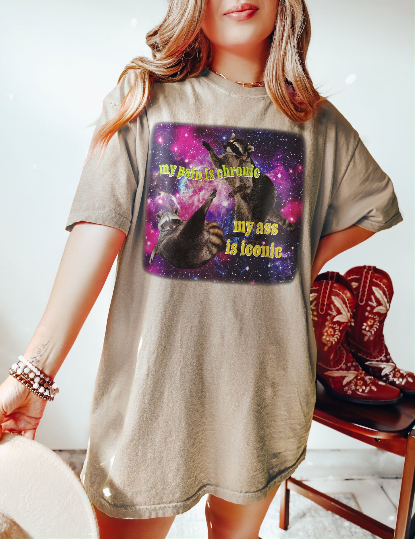 My Pain Is Chronic But My Ass Is Iconic Tshirt, Meme Shirt, Raccoon Tanuki, Opossums Lover Shirt, Possums Shirt, Sad Opossums Meme