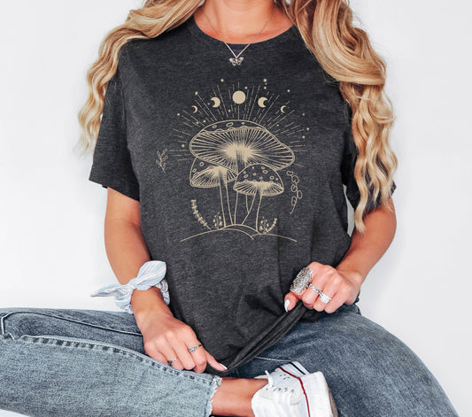 Mushroom Tshirt, Spiritual Shirt,Shirt,Moon Shirt,Gift for Her,Gift for Him, Spiritual Moon Phase, Moon Phases Shirt, Mushroom Shirt