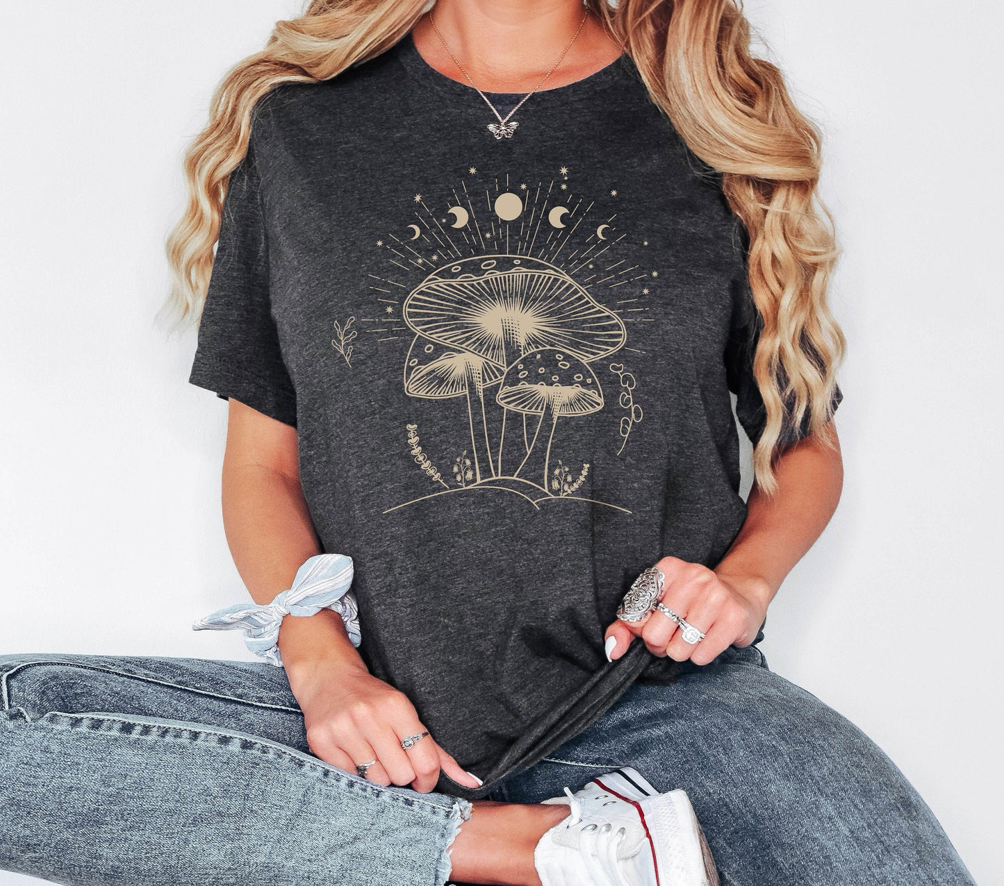 Mushroom Tshirt, Spiritual Shirt,Shirt,Moon Shirt,Gift for Her,Gift for Him, Spiritual Moon Phase, Moon Phases Shirt, Mushroom Shirt