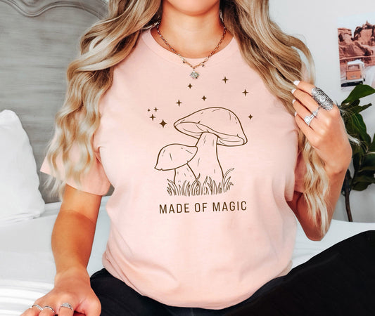 Made of Magic Tshirt, Mushroom Shirt, Magic Mushroom Shirt, Magic Spell Shirt, Botanical Shirt, Nature Lover Gift, Hippie Shirt,Nature Shirt