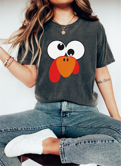 Turkey Tshirt, Thanksgiving Gift, Funny Face Shirt, Thanksgiving Shirt, Cute Turkey Shirt, Turkey Tshirt, Turkey Face Shirt, Gift for Her