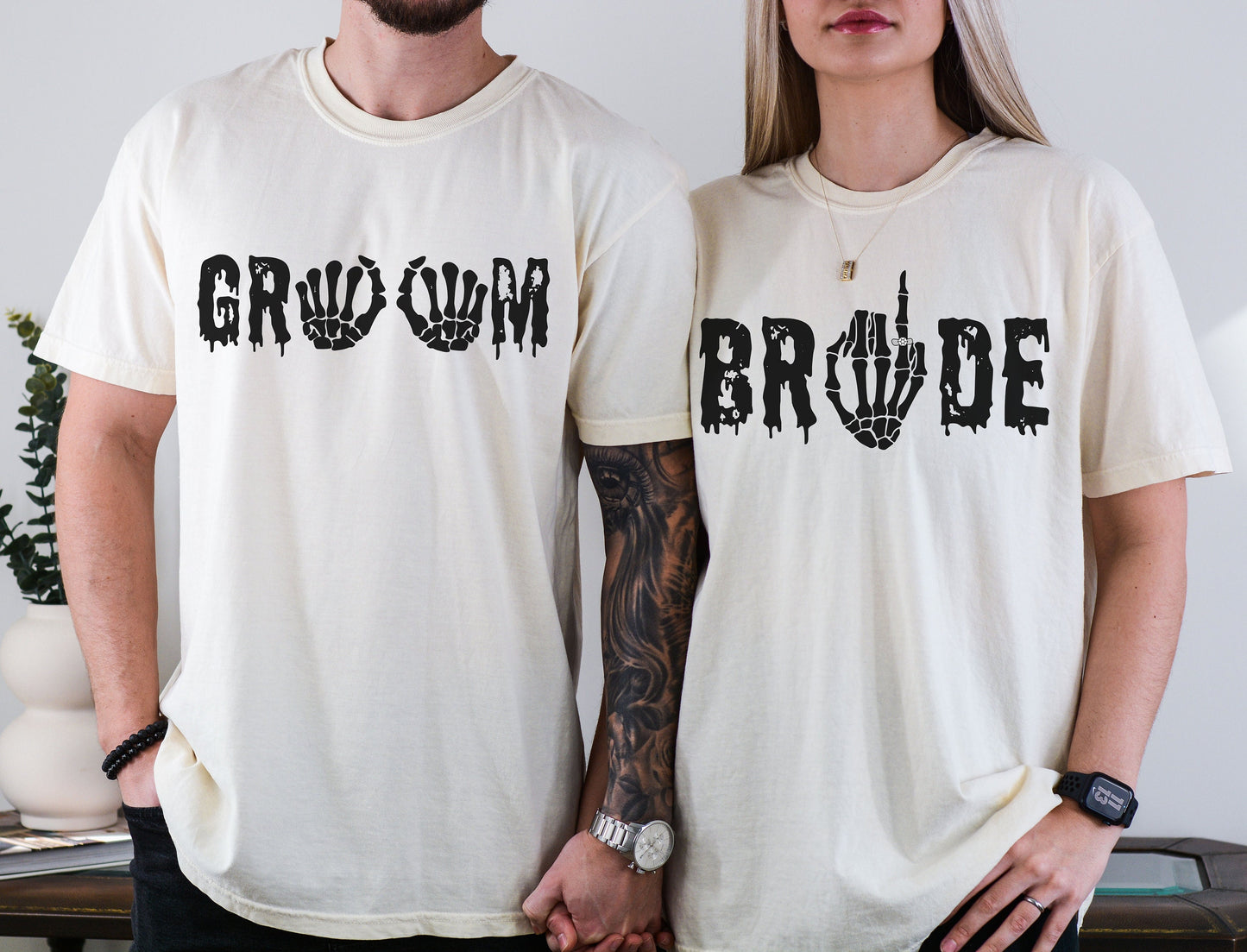Gothic Bride Groom Engaged Tshirt, Bachelorette Shirt, Bride Shirt, Halloween Gift, Till Death Shirt, Engagement Gift, Halloween Shirt