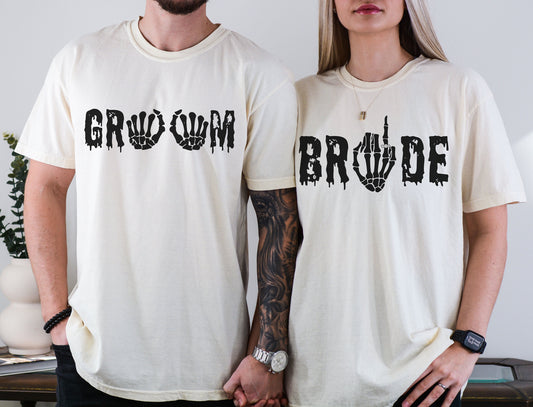 Gothic Bride Groom Engaged Tshirt, Bachelorette Shirt, Bride Shirt, Halloween Gift, Till Death Shirt, Engagement Gift, Halloween Shirt