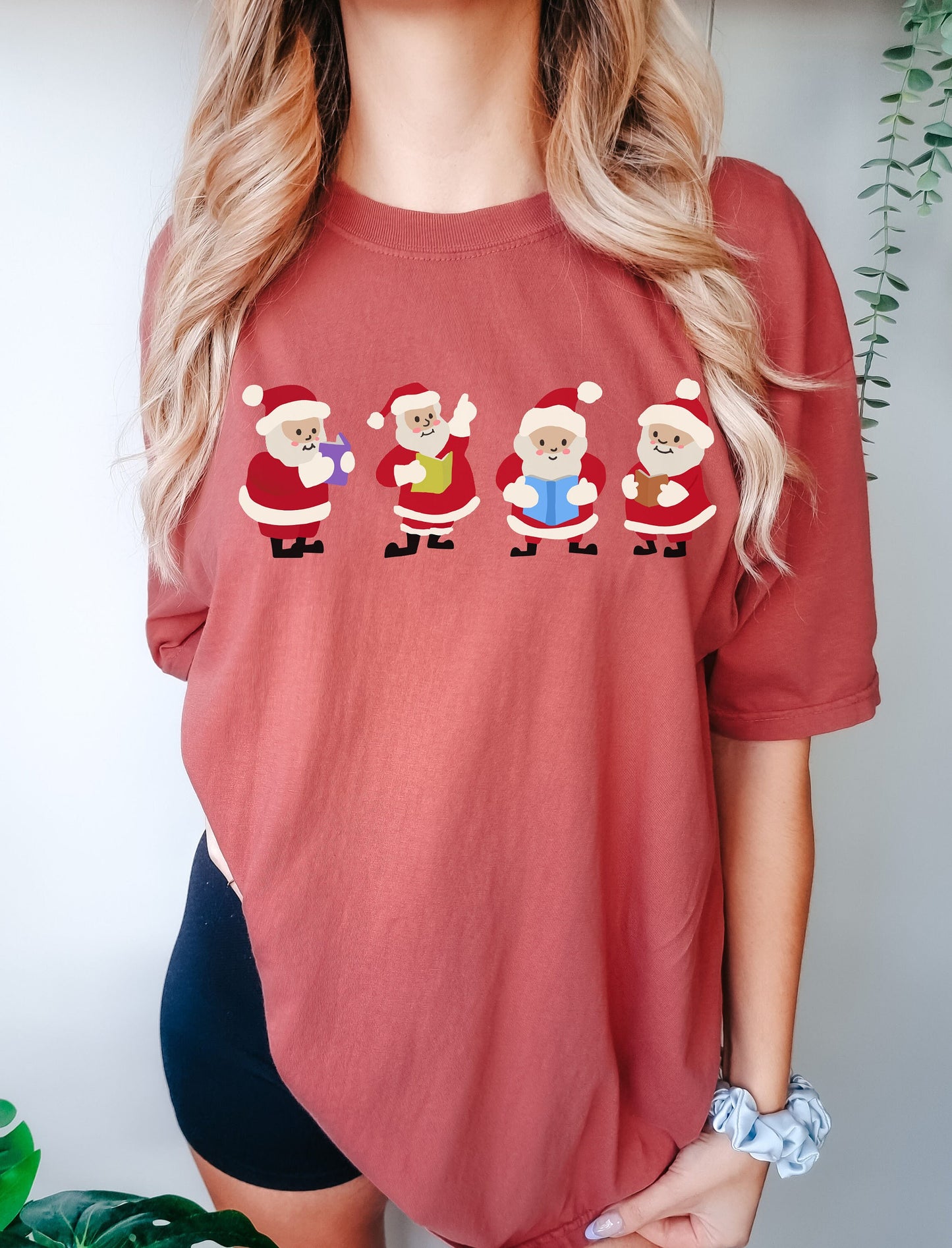 Santa Reading Tshirt,  Teacher Shirt, Christmas Gift, Santa Shirt, Christmas Shirt, Librarian Shirt, Book Lover Gift, Reading Shirt