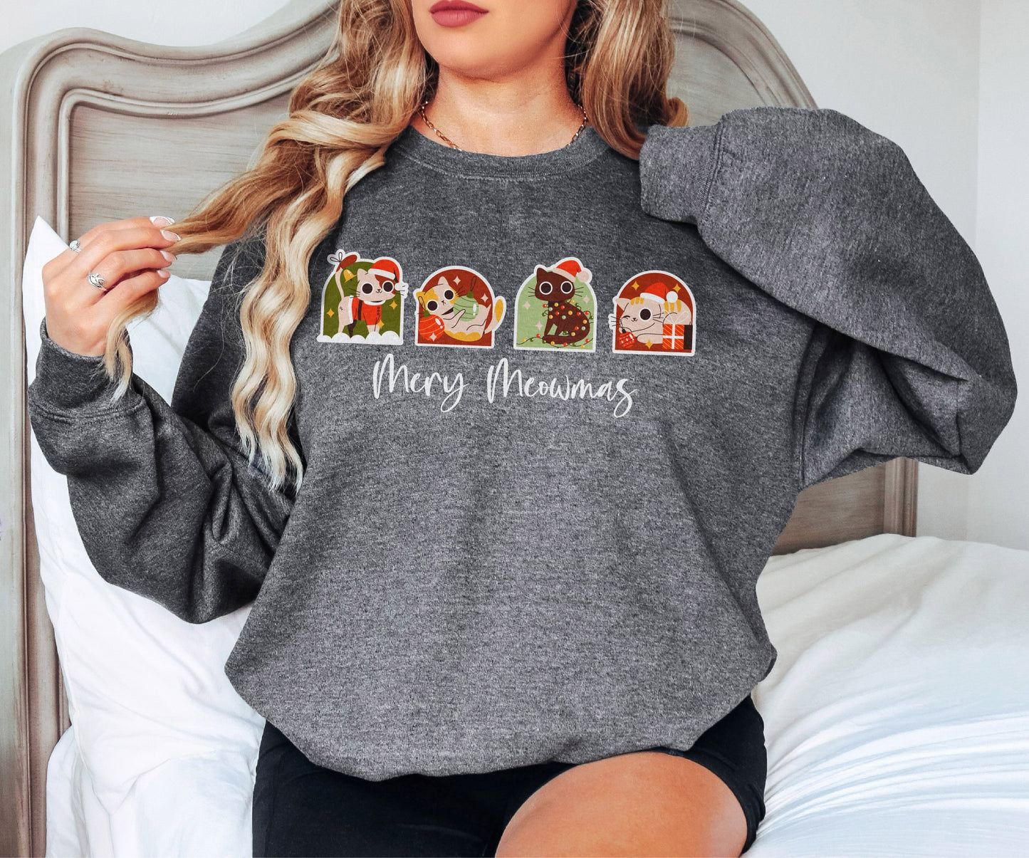 Merry Christmas Sweatshirt, Happy Cat Year Hoodie, Cat Sweatshirt, Christmas Gifts, Cat Lover Gift, Cat Mom Gift, Christmas Sweatshirt