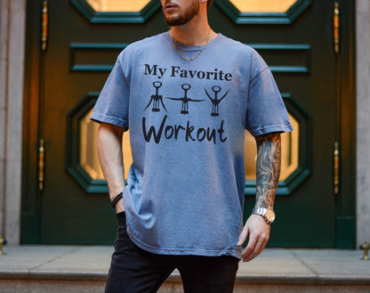My Favorite Workout Tshirt, Wine Tasting Shirts, Matching Gym Shirt,Fitness Shirt,Wine Lover Shirt, Funny Wine Shirt,Workout Corkscrew Shirt