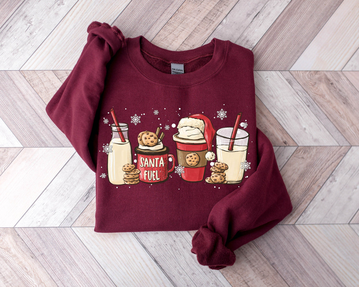Santa Fuel Sweatshirt,Christmas Latte Hoodie,Funny Christmas Gift,Cookies Sweatshirt, Christmas Sweatshirt, Christmas Gift, Santa Sweatshirt