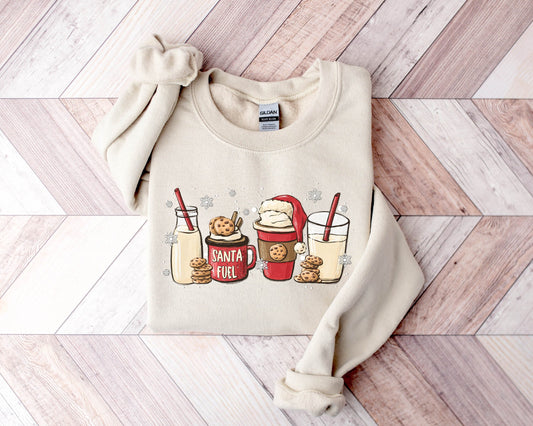 Santa Fuel Sweatshirt,Christmas Latte Hoodie,Funny Christmas Gift,Cookies Sweatshirt, Christmas Sweatshirt, Christmas Gift, Santa Sweatshirt