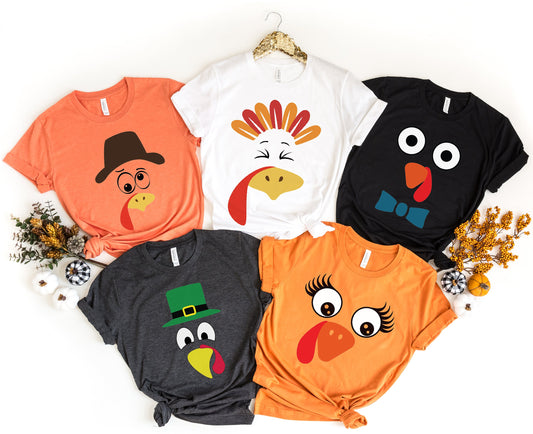 Turkey Tshirt, Thanksgiving Gift, Funny Face Shirt, Thanksgiving Shirt, Cute Turkey Shirt, Turkey Tshirt, Turkey Face Shirt, Gift for Her