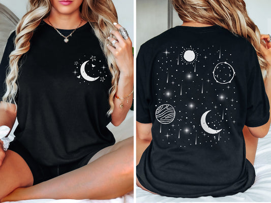 Celestial Tshirt, Moon Shirt, Mystical Shirt, Space Shirt,Astrological Gift,Moon Phase Shirt,Astrology Shirt,  Astronomy Shirt, Boho Shirt,
