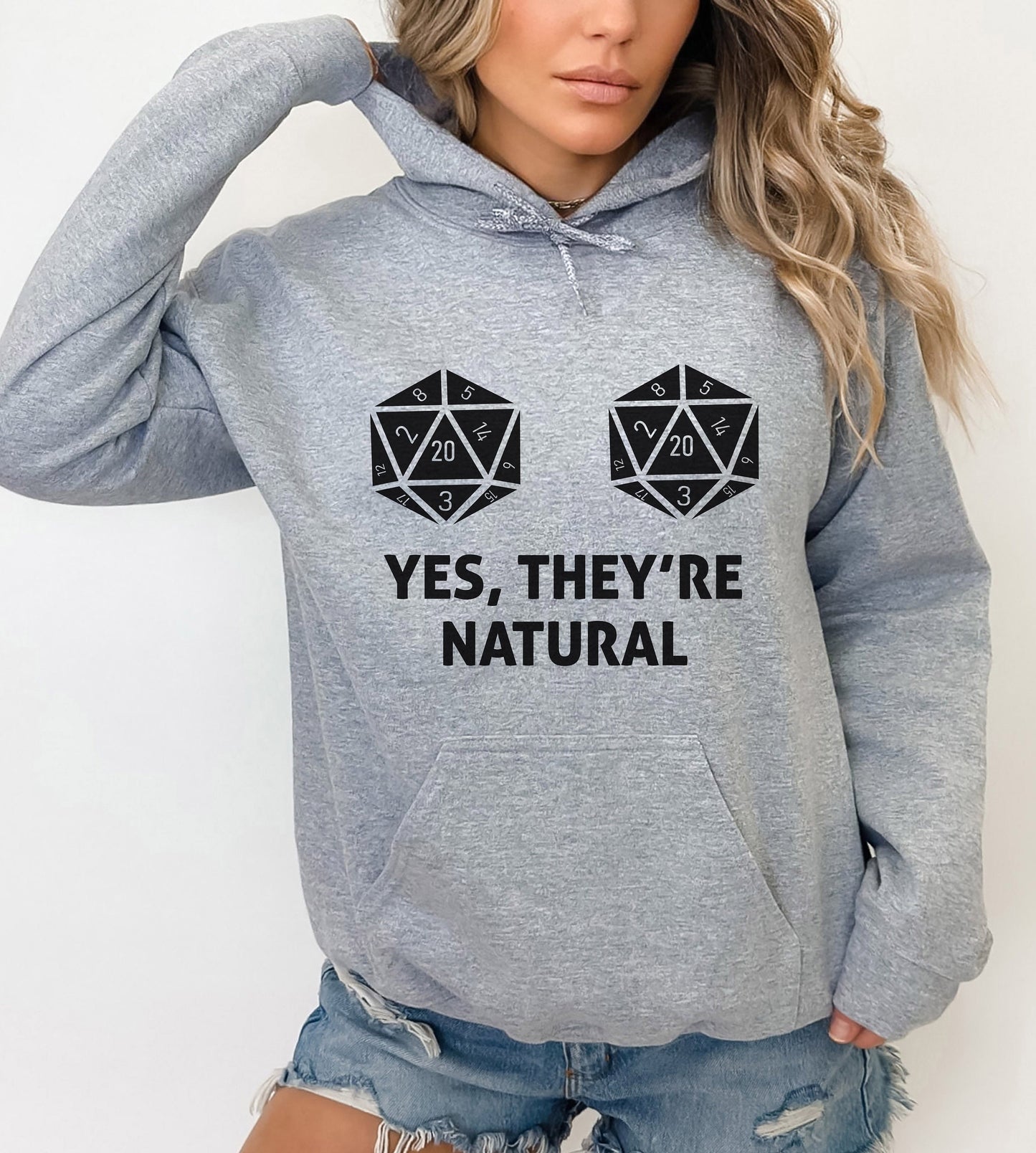 Yes They're Natural Sweatshirt, Dungeon Sweatshirt,Funny Hoodie,Dungeons Dragons,Dice Boobs Hoodie,Funny RPG Sweatshirt,Critical Role Hoodie