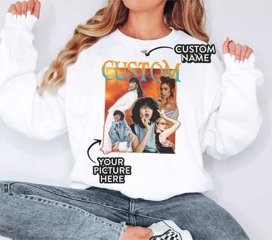 Custom Bootleg Sweatshirt,Custom Text Sweathirt,Custom Photo Hoodie,Custom Bootleg Hoodie, Personalized Gift,Bootleg Sweatshirt,Gift for Her