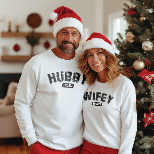 Wifey and Hubby Sweatshirt, Couple Sweatshirt, Engagement Hoodie,Wifey Sweatshirt,Hubby Sweatshirt, Couples Matching Hoodie,Honeymoon Hoodie