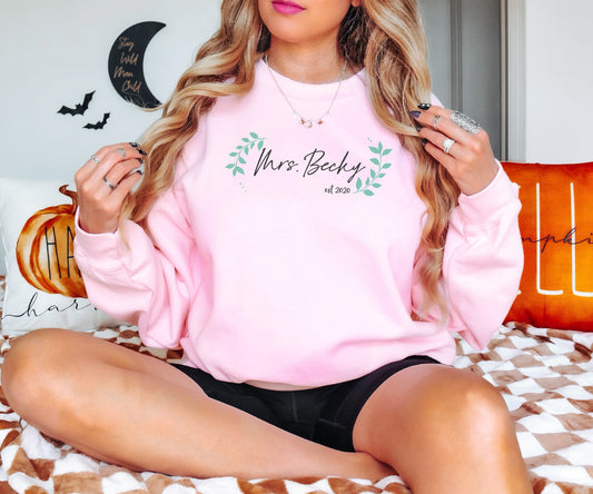 Custom Mrs Sweatshirt, Mrs Last Name Sweatshirt, Personalized Gifts, Custom Sweatshirt, Bride Sweatshirt, Mrs Custom, Future Mrs