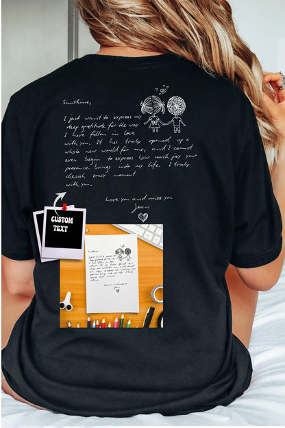 Custom Letter T-Shirts, Valentine's Day Gift, Couple Shirt, Birthday Gift, Gift for Wife, Girlfriend Gift, Handwritten Letter, Gift for Her