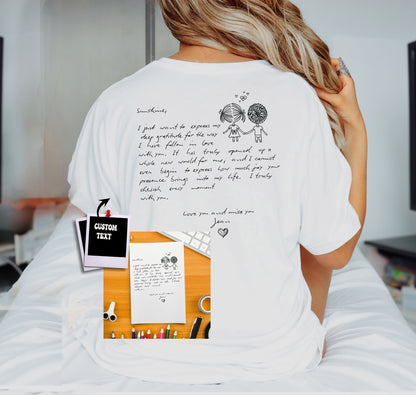 Custom Letter T-Shirts, Valentine's Day Gift, Couple Shirt, Birthday Gift, Gift for Wife, Girlfriend Gift, Handwritten Letter, Gift for Her
