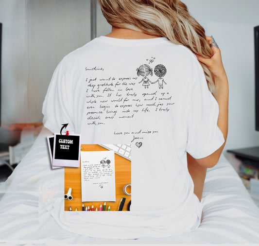 Custom Letter T-Shirts, Valentine's Day Gift, Couple Shirt, Birthday Gift, Gift for Wife, Girlfriend Gift, Handwritten Letter, Gift for Her