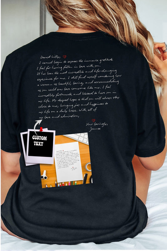Custom Letter from photo or Text, Valentine's Day gift, Birthday Gift, Couple Shirt, Gift for Wife, Girlfriend Gift, Handwritten Letter
