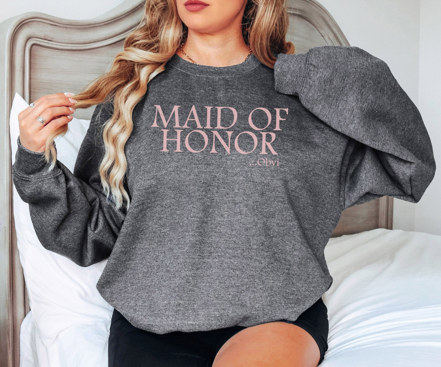 Maid of Honor Sweatshirt, Bridesmaid Shirt, Bridal Party Gift, Gift for Her, Wedding Gifts, Bridal Shower Gifts, Maid of Honor Obviously