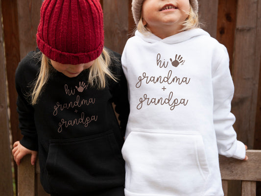 Hi Grandma and Grandpa Grandchild Sweatshirt, Toddler Hoodies, Birthday Gift, Unique Gift, Grandparents Gift, Mother's Day, Father's Day