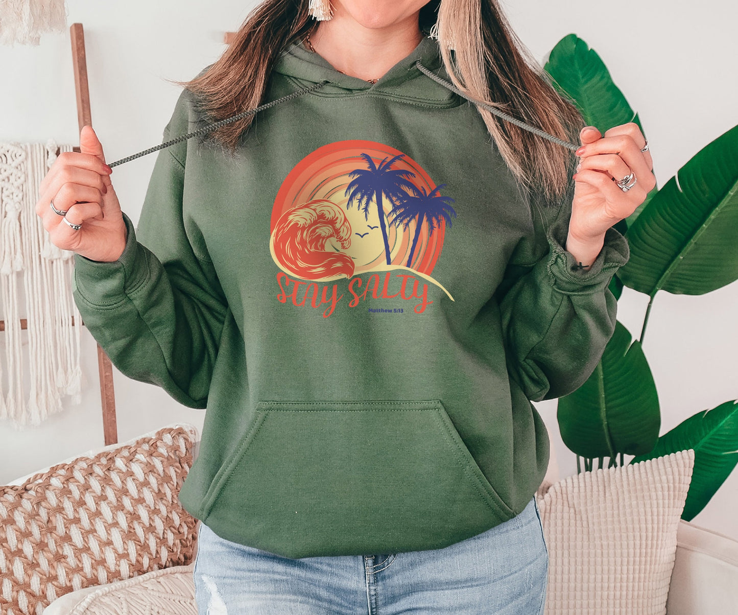Stay Salty Bible Verse Sweatshirt, Matthew 5:13, Christian Faith Based Sweatshirt, Christian Jesus Christ Hoodie, Gift for Her, Beach Design