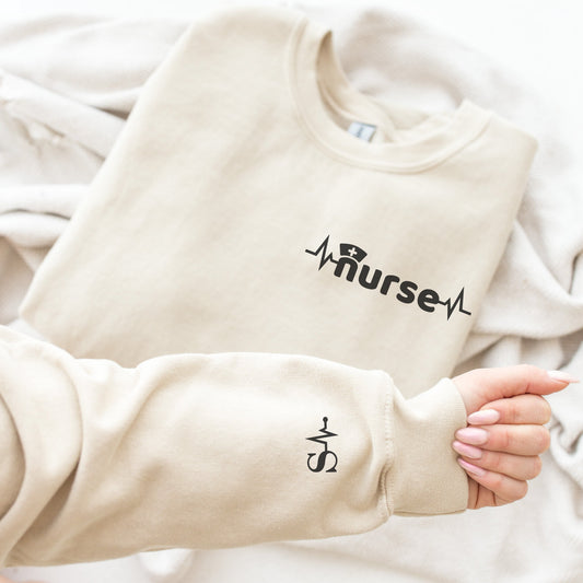 Nurse Custom Sweatshirt, Heartbeat Design with Custom Letter Hoodie, Birthday Gift, Healthcare Hero Gift, Christmas Gift, Gift for Her