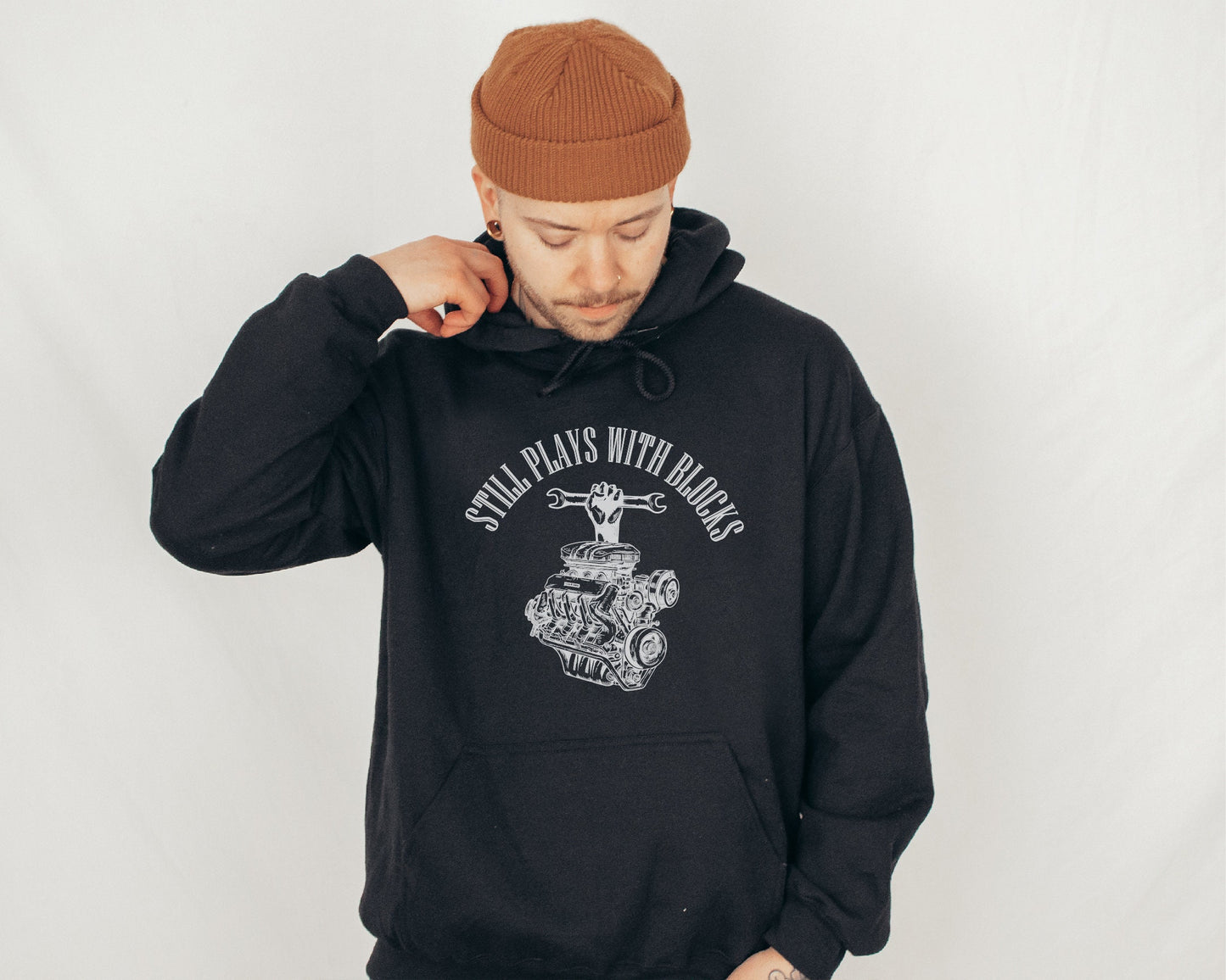 Still Plays with Blocks, Mechanic Men Sweatshirt, Work Bench Hoodie, Handyman Gift, Father's Day Gift, Gift for Papa, Gift for Him